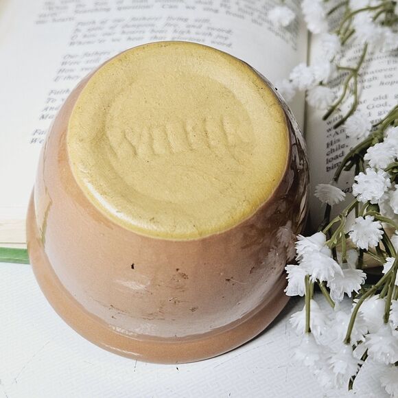 Vtg Weller Custard Cup Ramekin Light Brown Earthenware Retro Cup Small Planter - Picture 3 of 9